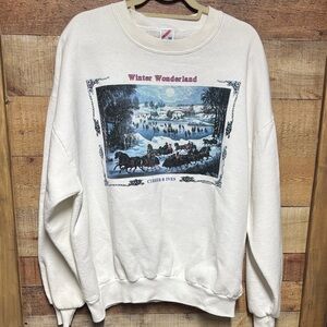Winter Wonderland Currier & Ives vintage Crewneck Swearshirt.